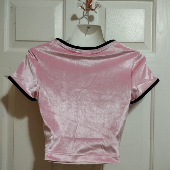 Juicy Couture 🩷 ✨ x Reebok Pink Velvet Baby Tee Women's Size Small 🆕 - Picture 3 of 7